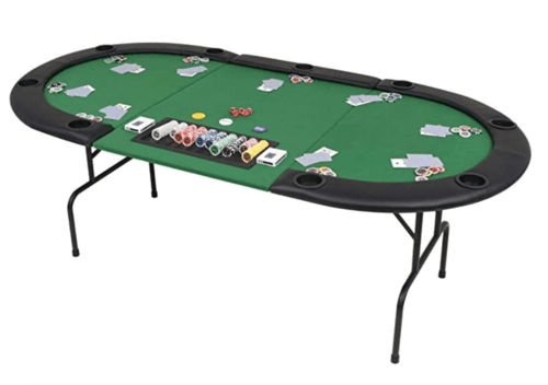 Festnight Tavolo da Poker Ovale Verde Pieghevole
