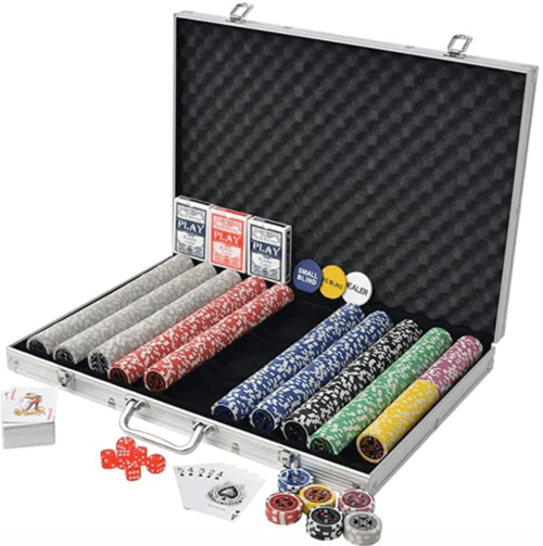 vidaXL Set per Gioco Poker con 500/1000 Chips Fiches Laser Valigetta in Alluminio